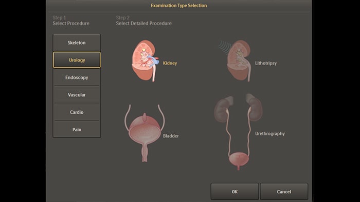 Anatomische Standardeinstellungen für urologische und endoskopische Verfahren