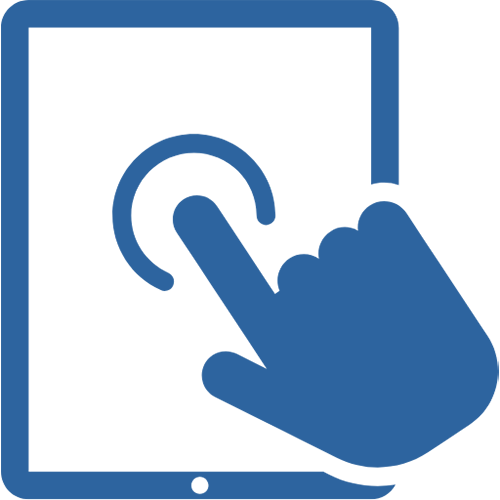 Tablet-Symbol mit Klickgeste