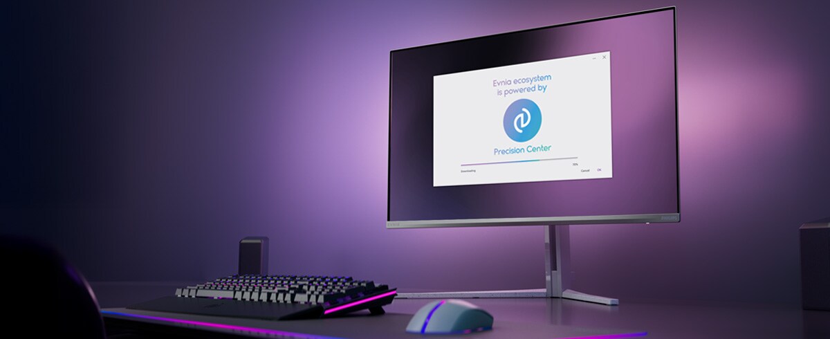 Philips Evnia-Monitor für das Precision Center eingerichtet.