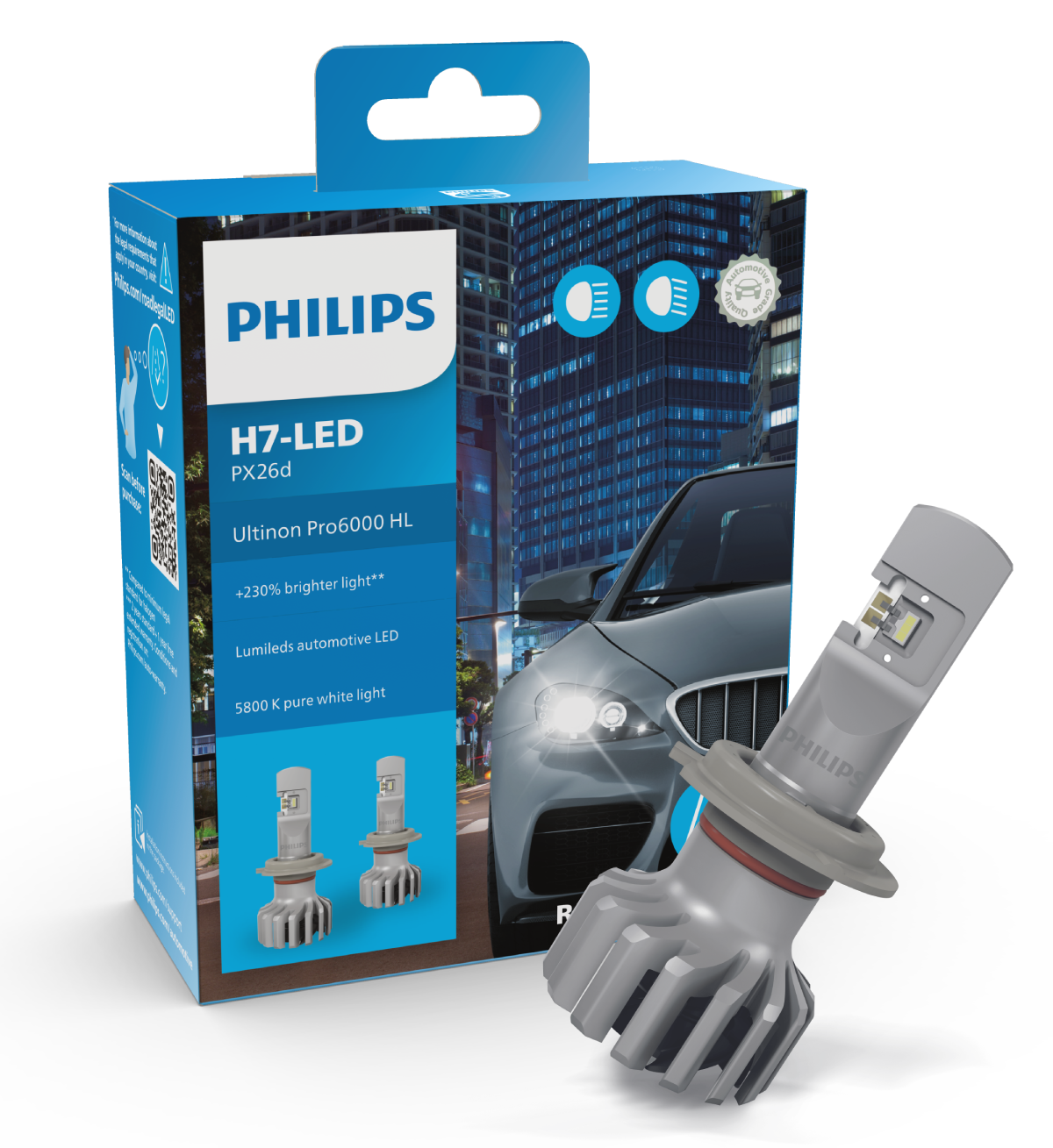 Philips Ultinon Pro6000 H4-LED Motorrad Scheinwerferlampe mit  Straßenzulassung, 230% helleres Licht, 5.800K : : Auto & Motorrad