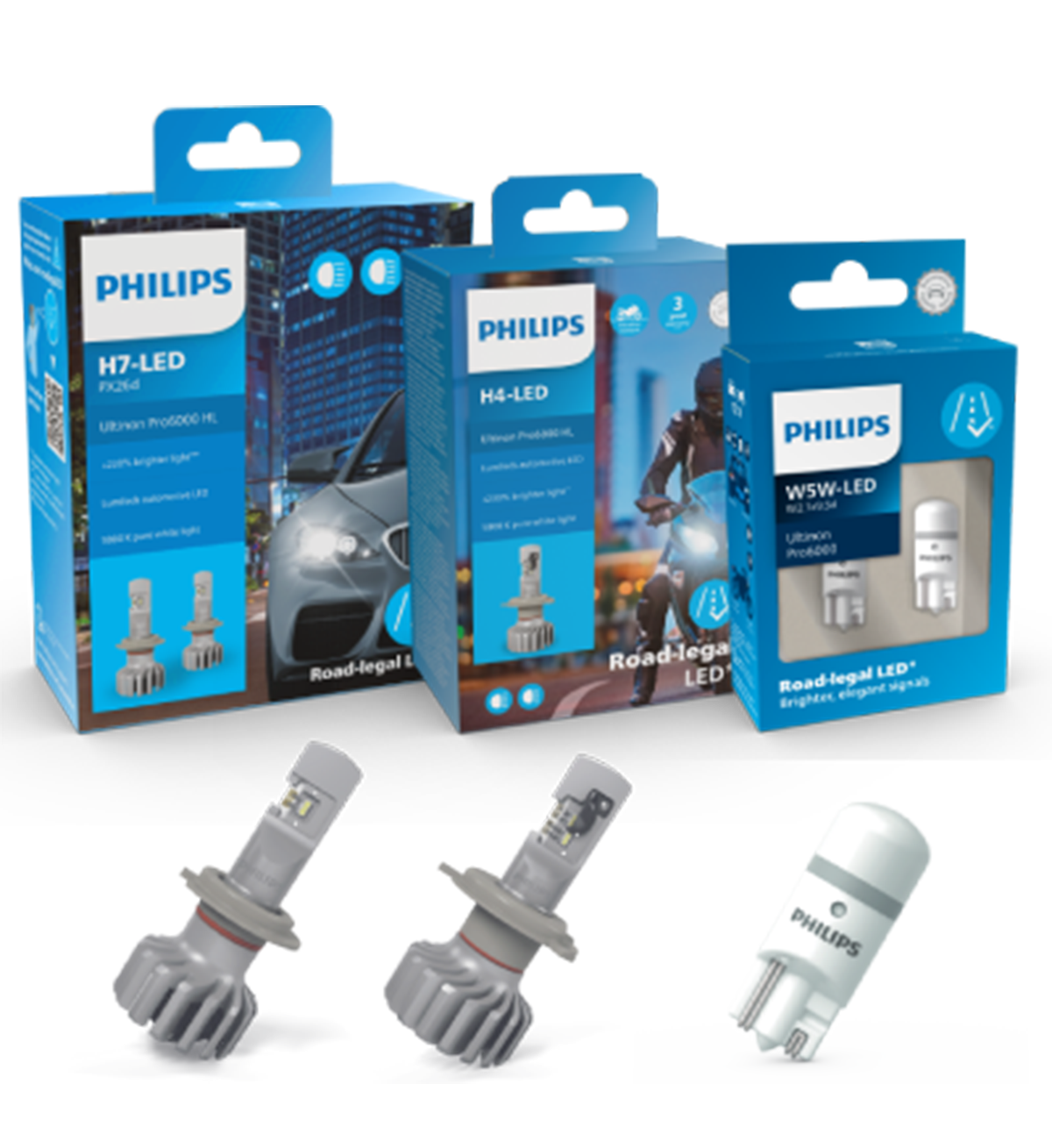 H4 LED PHILIPS 2x Auto-Lampe Ultinon Pro6000 12V Scheinwerfer Glühlampe  Birne passend für Mercedes W201 190E mit ABE!