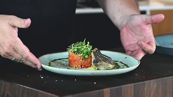 Gazpacho-Tartar / Gemüse mit Doradenfilet im Airfryer