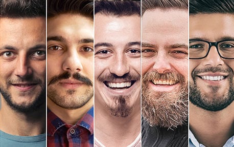 Glatte Männerbacke bis Bartverlauf