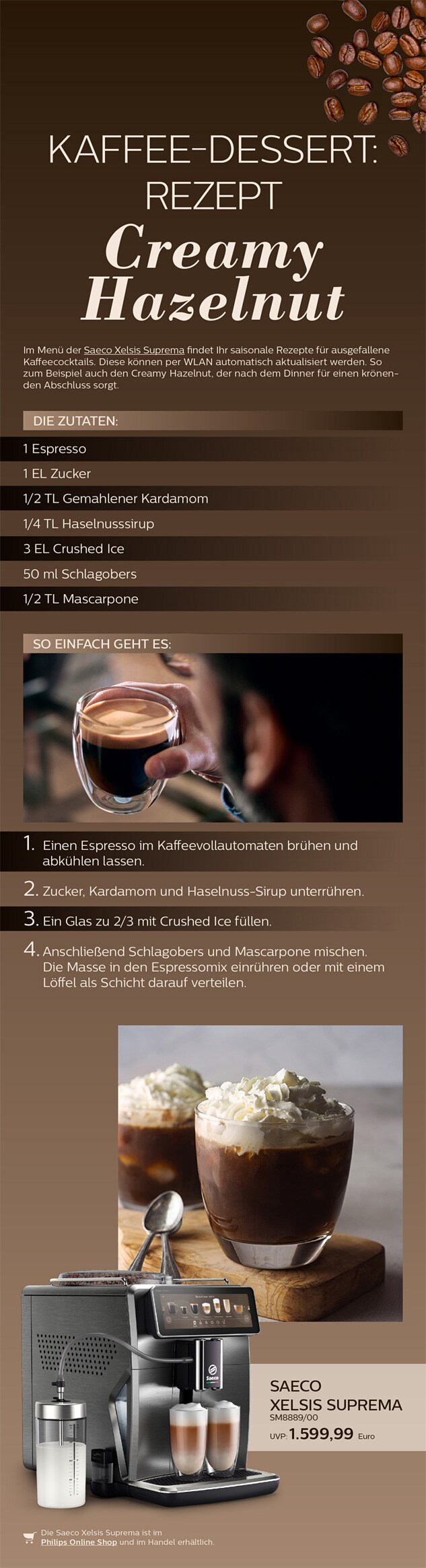 Philips Themensheet Saeco Xelsis Suprema: Rezept „Creamy Hazelnut“